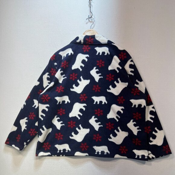 Cabin Creek Womens Fleece Jacket Size XL Blue Polar Bear Holiday Button Up Cozy - Picture 10 of 12